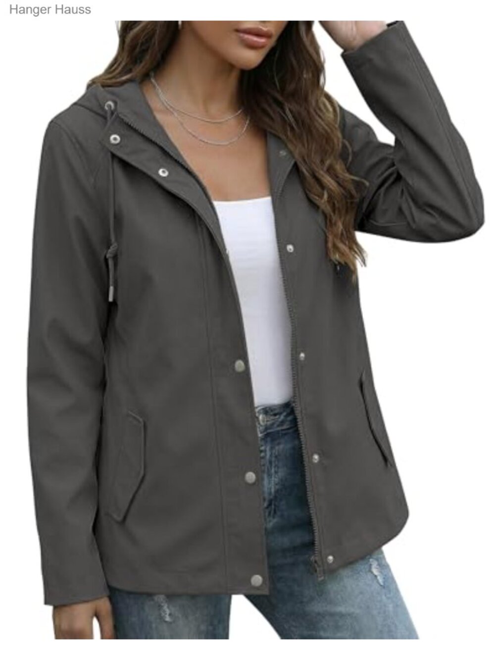 Waterproof Rain Jacket Women Lightweight Raincoat Hiking Travel Windbreaker